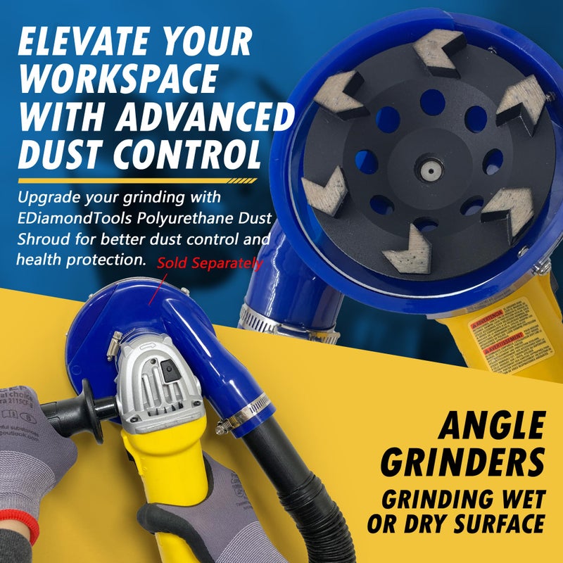 EDiamondTools 4.5" High Performance Diamond Grinding Wheels for Concrete, Paint, Epoxy, Mastic, Coating Removal, #30/40 Grit, 6 Arrow Segments, 5/8"-11 Arbor - Image 5